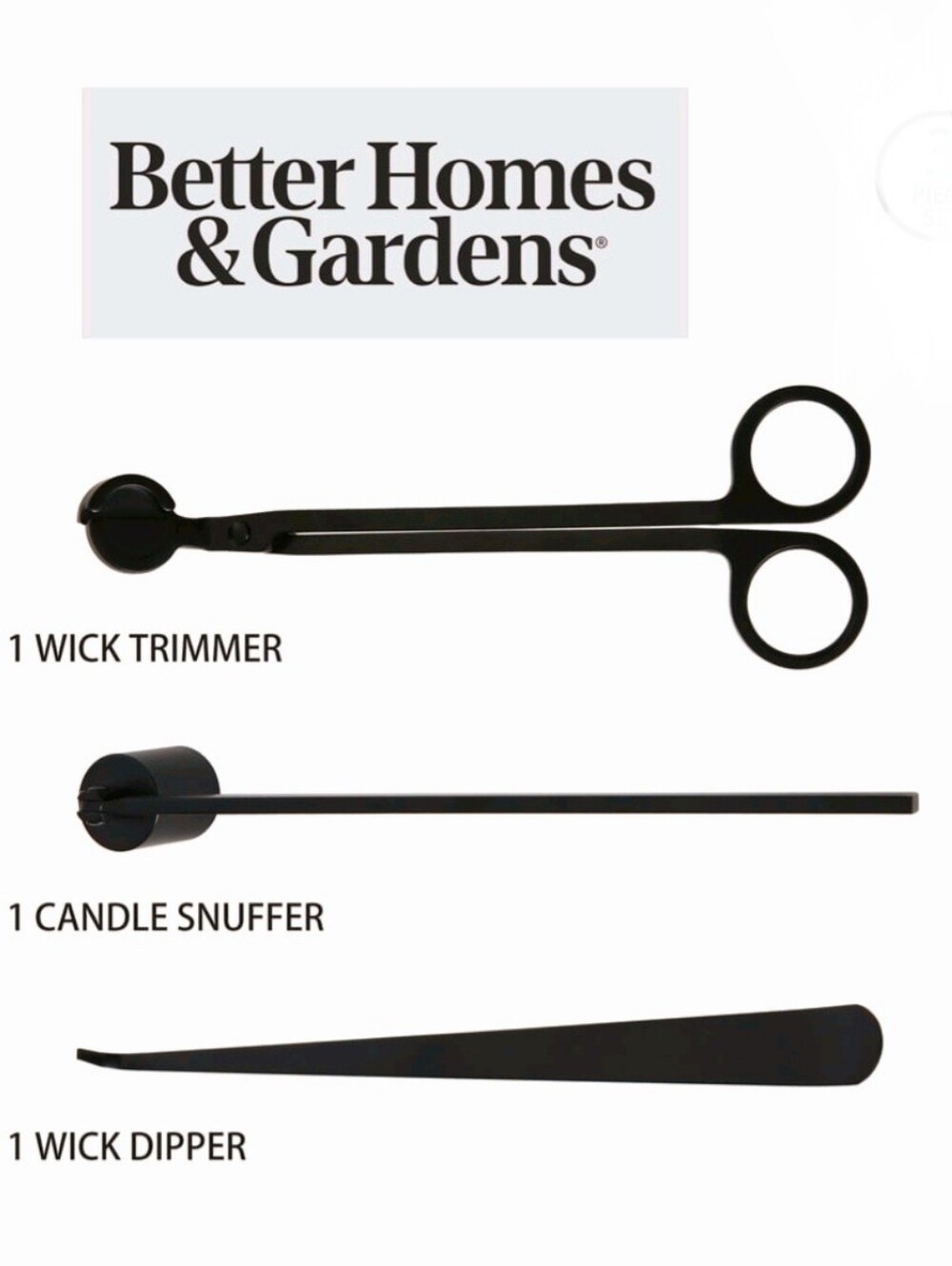 Better Homes And Gardens Black Candle Care Kit - Trimmer, Snuffer, Dipper